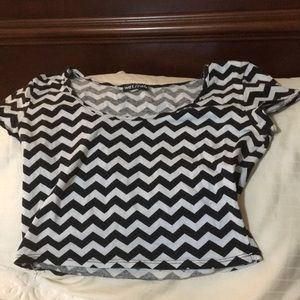 Black and white chevron crop top